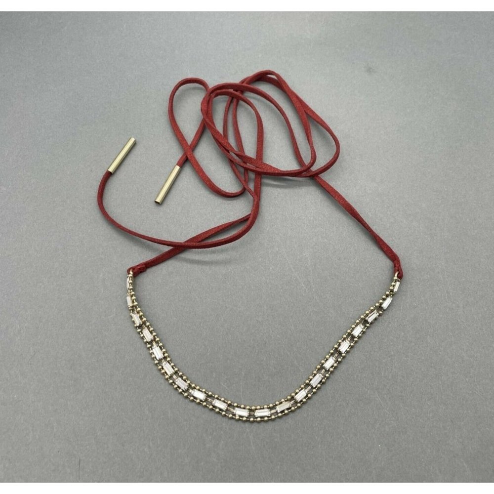Jen Atkin Chloe & Isabel Suede Necklace Headpiece Leather Silver Tone Adjustable